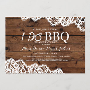 Invitation Dentelle Rustic Wood I DO BBQ Engagement Invitatio