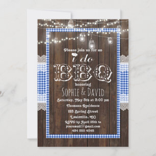 Invitation Dentelle Rustique Bleu En vichy Bois Vieux Je FAIS