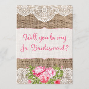 Invitation Dentelle rustique de toile de jute vous serez mon