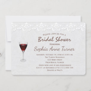 Invitation Dentelle rustique Dégustation de vin de la nuptial