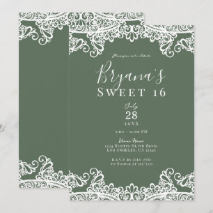 Invitation Dentelle rustique et blanche élégante sucrée 16 Pa