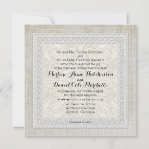 Invitation Dentelle rustique w âge Linge Vintage Pays Éléganc
