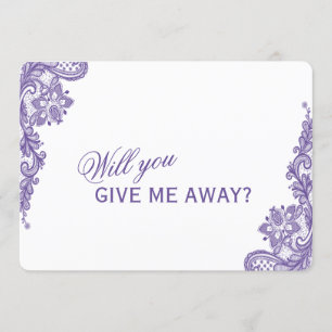 Invitation Dentelle Ultra Violet Moderne Me Donnerez-Vous