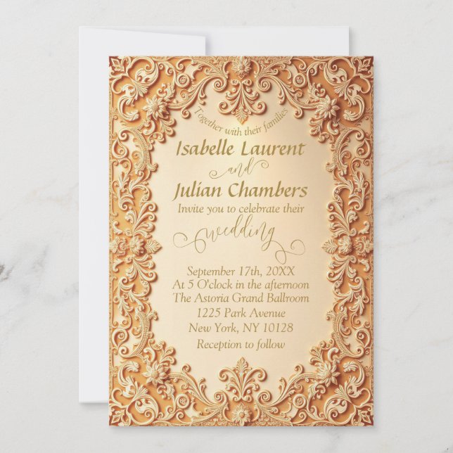 Invitation Dentelle victorienne crémeuse Mariage romantique (Devant)