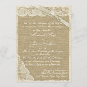 Invitation Dentelle vintage et Burlap