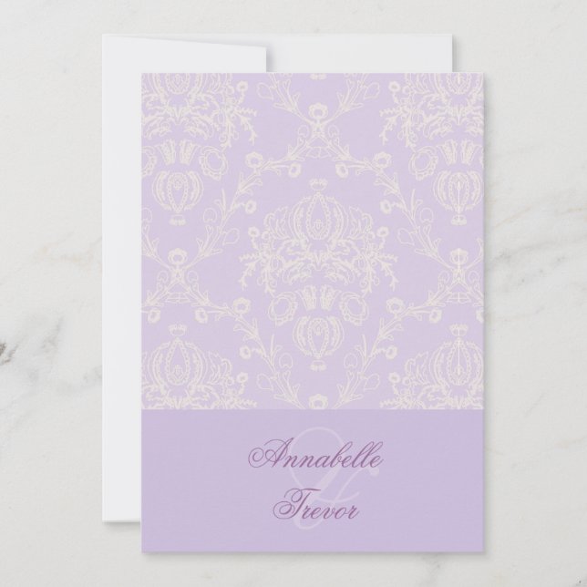 Invitation Dentelles Lilac et crème d'ivoire, mariage sur mes (Devant)