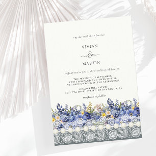 Invitation Dentelles vintages Et Perles Mariage Floral