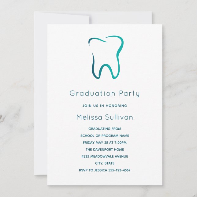 Invitation Dentistesse dentaire Médicale Image Graduation (Devant)
