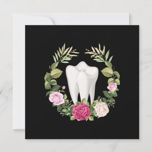 Invitation Dents Dents Fleurs Dentiste Dentaire Docteur Cadea (Devant)