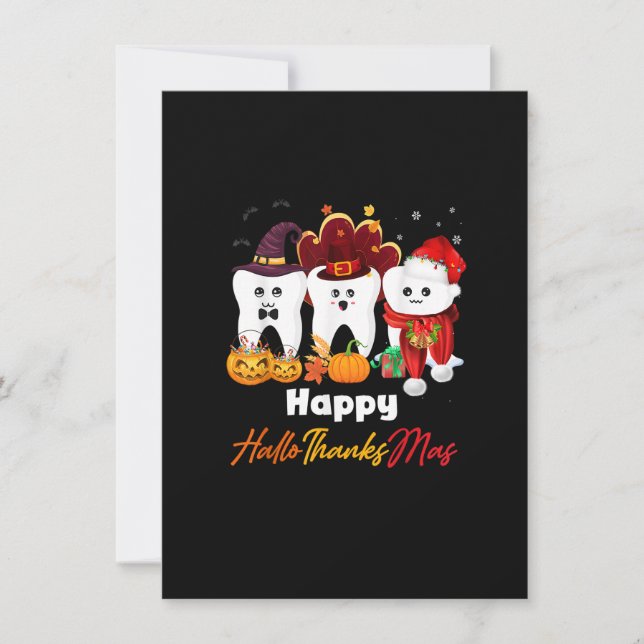 Invitation Dents HalloMerciMas Halloween Thanksgiving Christ (Devant)