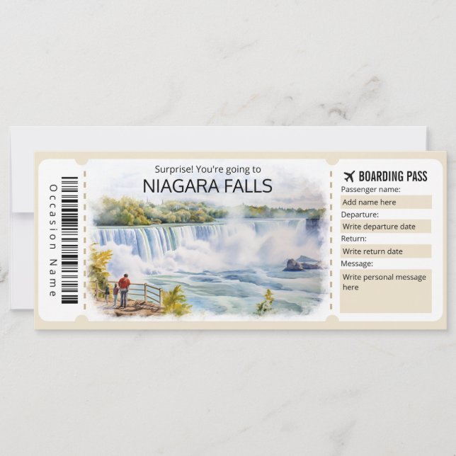 Invitation Départ des billets de Niagara Falls (Devant)