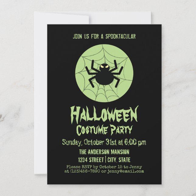 Invitation Déplaisant Black Spider Web Halloween Costume Part (Devant)
