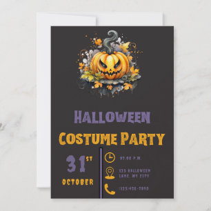 Invitation Déplaisant Jack-O' Lanterne moderne Halloween noir