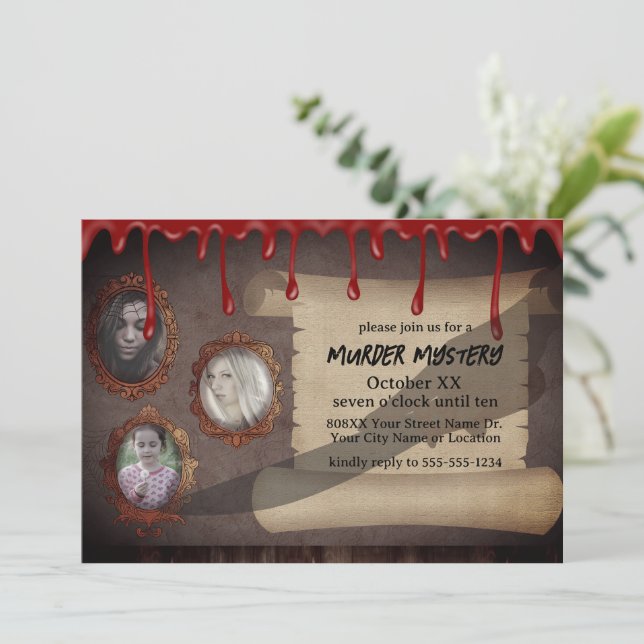 Invitation Déplaisant Meurtre Mystère Fête d'Halloween (Debout devant)