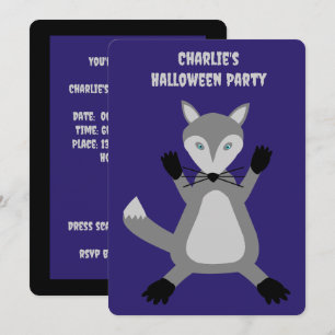 Invitation Déplaisant mignon Wolf Halloween personnalisé