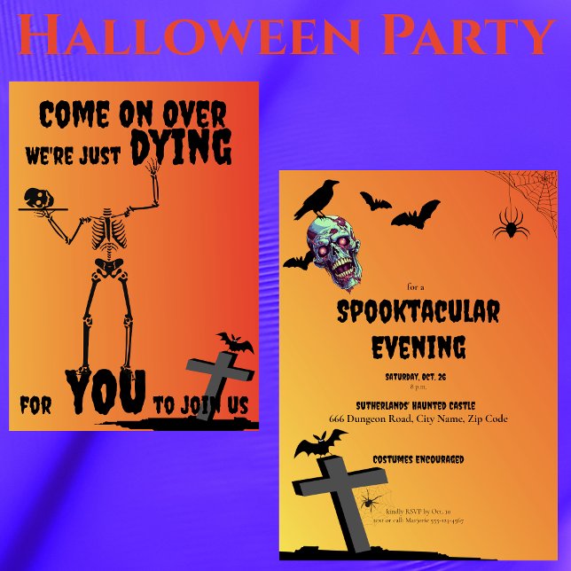 Invitation Déplaisant Skeleton Spooktacular Halloween Party (Créateur téléchargé)