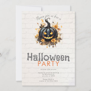Invitation Déplaisante fête d'Halloween Black Jack-O'