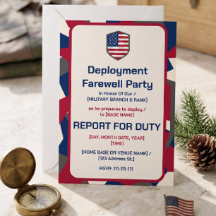 Invitation Déploiement Militaire Patriotique Géométrique Mode