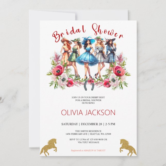 Invitation Derby Bachelorette nuptiale de douche (Devant)