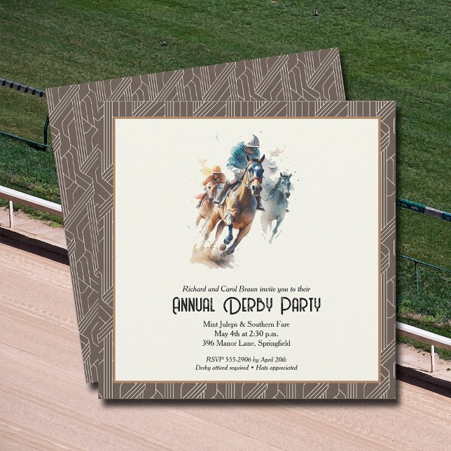 Invitation Derby Hors et Jockeys Parti Brown (Racehorses and Jockeys Derby Party Invitations - INSTANT DOWNLOAD and/or PRINTED or both!)
