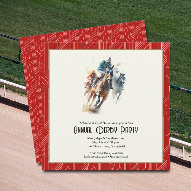Invitation Derby Hors et Jockeys Red Party (Racehorses and Jockeys Derby Party Invitations - INSTANT DOWNLOAD and/or PRINTED or both!)