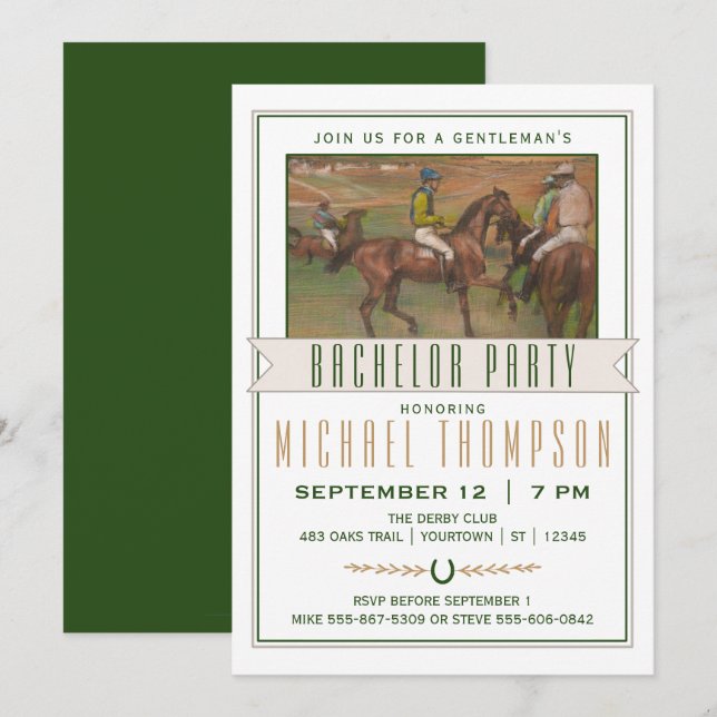Invitation Derby Horse Race Bachelor Party | Edgar Degas (Devant / Derrière)