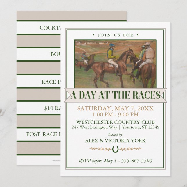 Invitation Derby Horse Racing | Edgar Degas (Devant / Derrière)