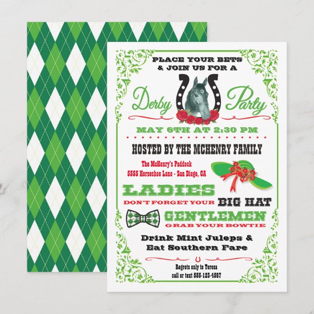 Invitation Derby Horse Racing Party (Devant / Derrière)
