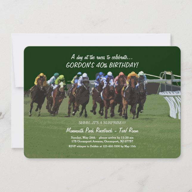Invitation Derby Inspiration Anniversaire Cheval Racing Invit (Devant)
