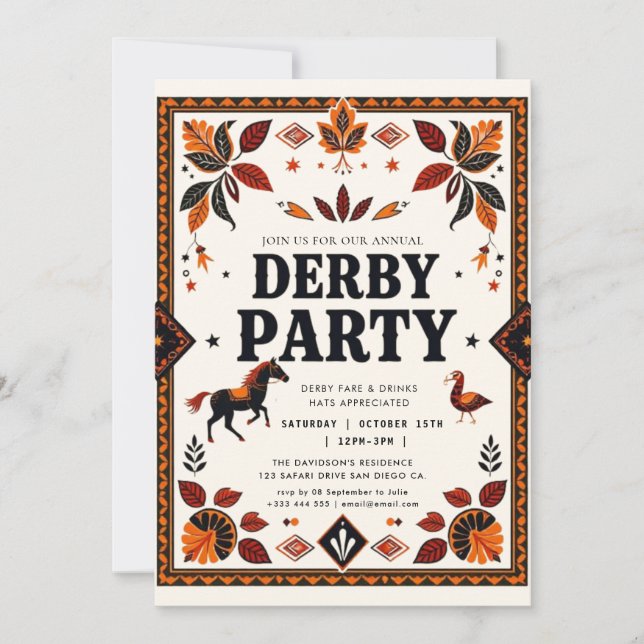 Invitation Derby Party équestre (Devant)