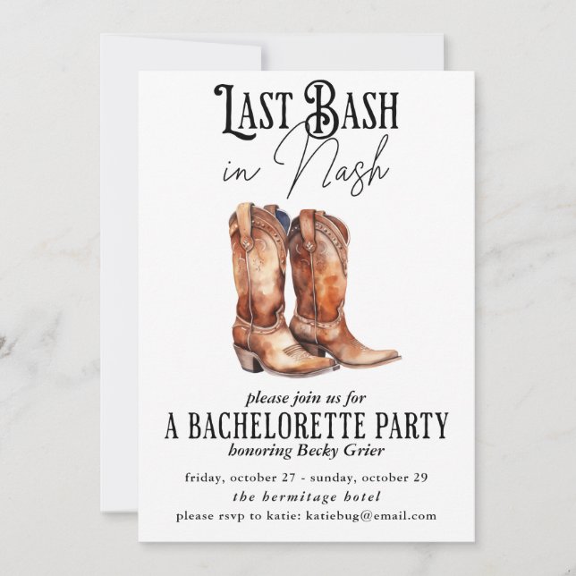 Invitation Dernier Bassin à Nash Bachelorette Party Weste (Devant)