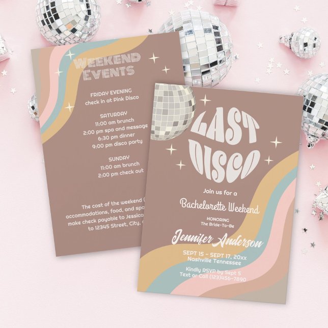Invitation Dernier Disco les années 70 Retro Super Bacheloret (Créateur téléchargé)