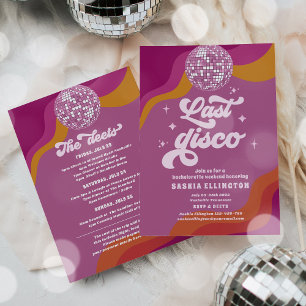 Invitation Dernier Disco Retro 70 Bachelorette Week-end Itiné
