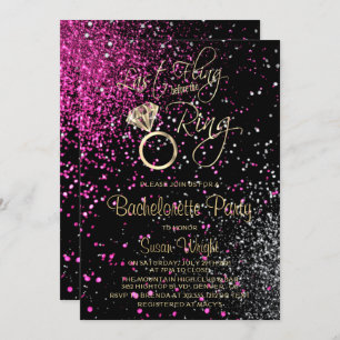 Invitation Dernier Fling avant la bague rose - Argent