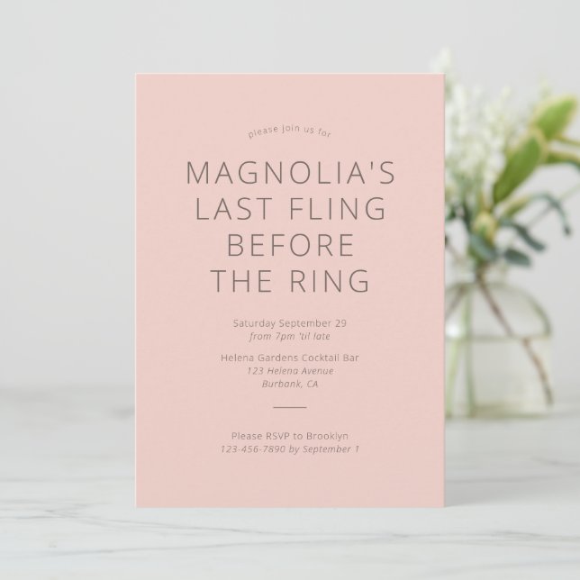 Invitation Dernier Fling Avant La Fête des mariées Anneau (Debout devant)