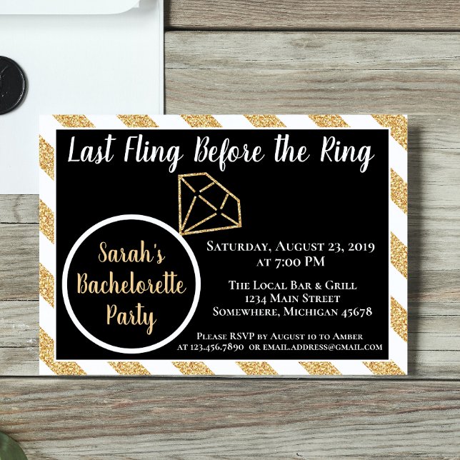 Invitation Dernier Fling avant l'anneau, Diamond Bachelorette (Créateur téléchargé)