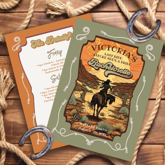 Invitation Dernier Ride Rodéo Cowgirl Bachelorette Party (Créateur téléchargé)