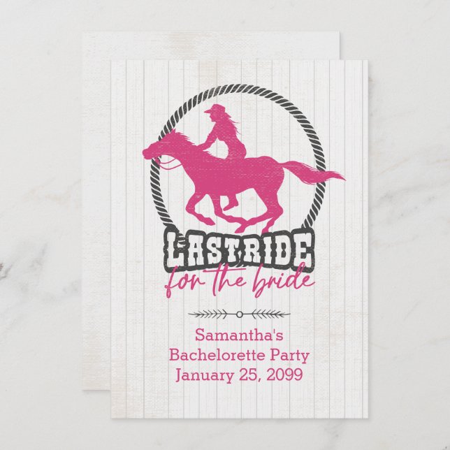 Invitation Dernier Ride Rose Chaud Pour L'Invitation De Marié (Devant / Derrière)