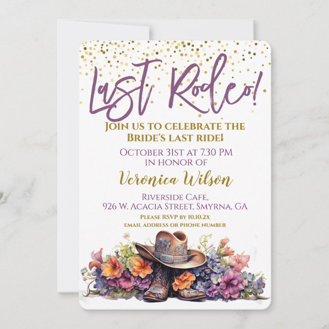 Invitation Dernier Rodeo Bachelorette Party (Devant)