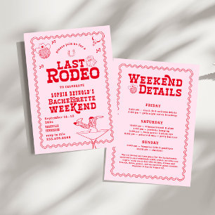 Invitation Dernier Rodeo Cowgirl rose et rouge Bachelorette