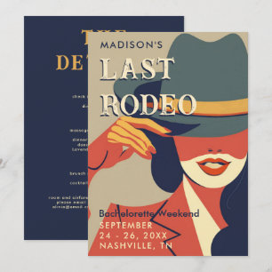 Invitation Dernier Rodeo Retro Poster Art Bachelorette Week-e