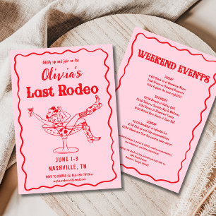 Invitation Dernier Rodéo rose Whimsical Bachelorette Party