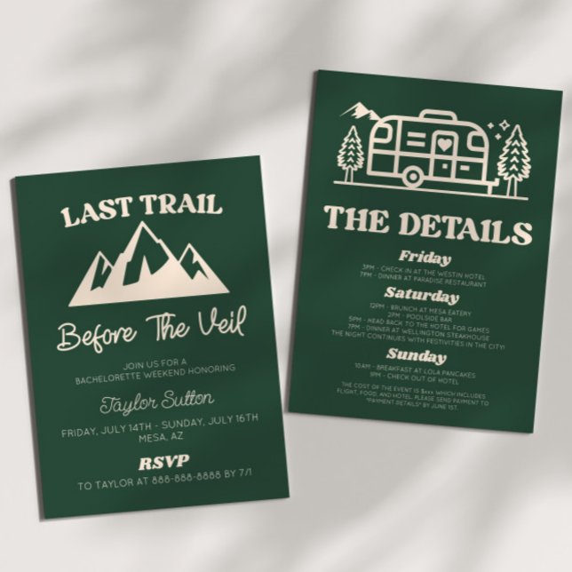 Invitation Dernier Sentier Avant Le Week-End De Bachelorette  (Créateur téléchargé)