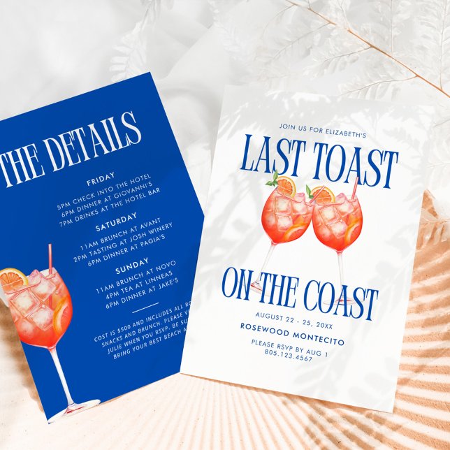 Invitation Dernier toast sur la côte Aperol Spritz Bacheloret (Créateur téléchargé)