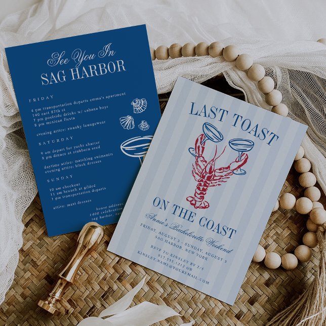 Invitation Dernier Toast sur la Côte Bachelorette Itinéraire  (Créateur téléchargé)