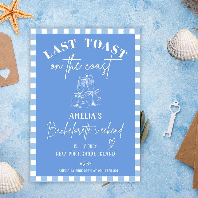 Invitation Dernier toast sur la côte Blue Bachelorette fête (Créateur téléchargé)