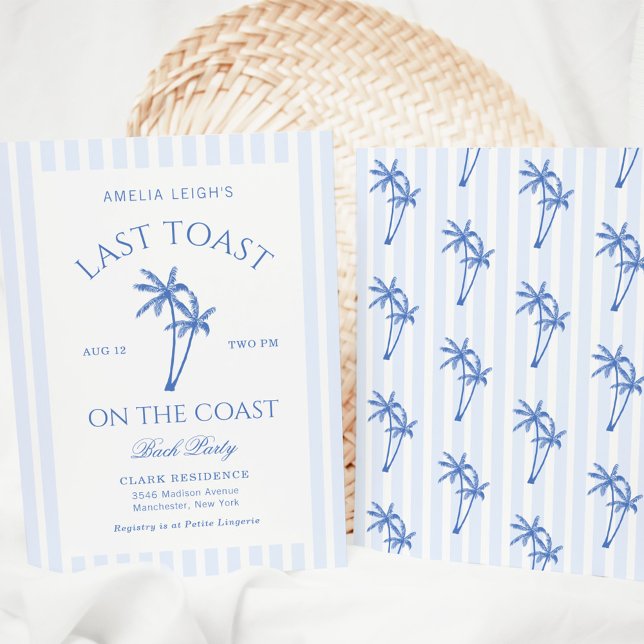 Invitation Dernier Toast Sur La Côte Palmiers Bachelorette (Créateur téléchargé)