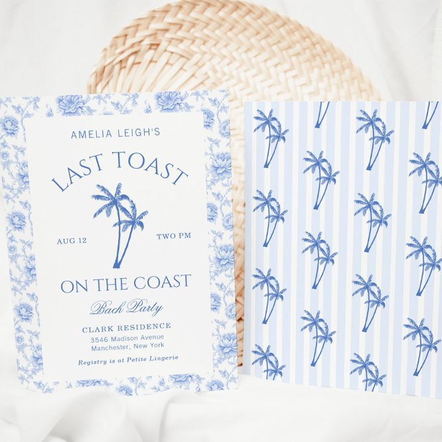Invitation Dernier Toast Sur La Côte Palmiers Bachelorette (Créateur téléchargé)