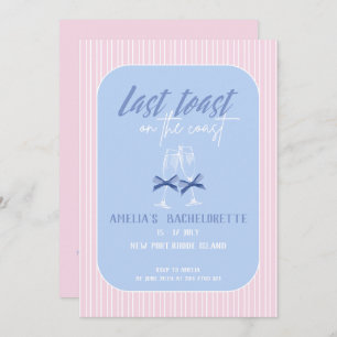 Invitation Dernier toast sur la côte Pink Bachelorette fête