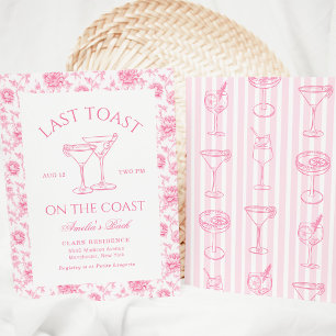 Invitation Dernier Toast Sur La Côte Rose Floral Enterrement